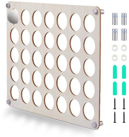DICOSMETIC 1 Set Golfball Wandhalterung Golfbälle Wanddekoration Holz Kleine Ball Display Rack Holzplatte Mit 35 Löchern Golfs Liebhaber Geschenk Für Männer Frauen