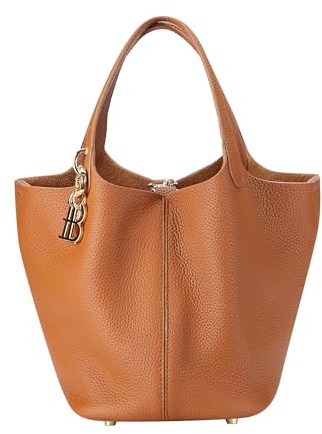 Royal Bagger Echte Kuhleder Frauen Tote Tasche, Cabriolet Eimer Stil Handtasche, Casual Solid Color Top-Griff Tasche 3260 (Braun)