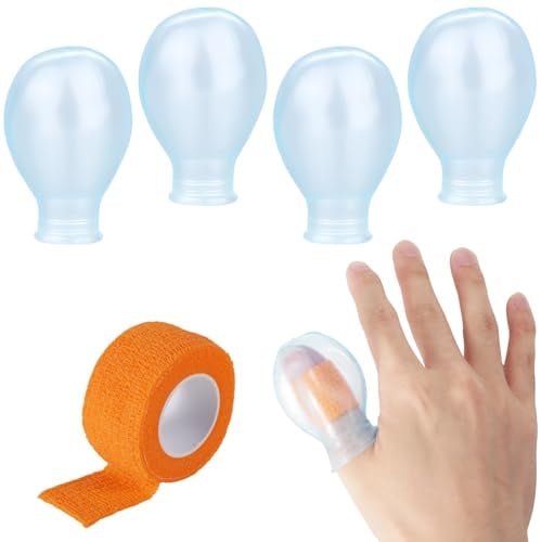 4pcs Waterproof Thumb Protector, Reusable Silicone Finger Sleeve Cover