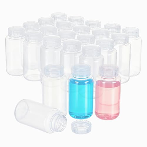 PH PandaHall 24pcs 8oz 250ml Flacons D'Échantillon en Plastique Flacon de Réactif Conteneurs de Stockage de Liquides Transparents avec Bouchons à Vis pour Laboratoire Salle de Classe Maison