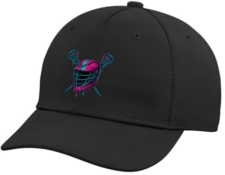 Dripping Lacrosse Helmet Ice Cream Drip Cool Boys Girls Lax Adjustable Printed Baseball Hat, Black