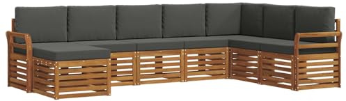 vidaXL Sofagarnituren 8 pcs Natur und Anthrazit Massivholz Akazie, Garten-Sofa, modernes Ecksofa, robuster Outdoor-Möbel für Terrasse und Lounge, Bequeme Sitzgarnitur
