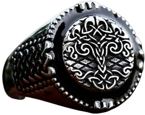 keigtuxh Viking Yggdrasil - Anello da uomo con albero della vita, stile norvegese, retrò, in acciaio inossidabile 316L, ipoallergenico