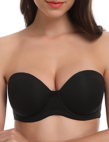 Wingslove Soutiens-Gorge Classiques Bretelles Multipositions, Effet Push-up, Armatures Moulé, Anti-Glissant(Noir,115D)