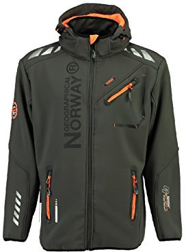 Geographical Norway ROYAUTE Men - Veste Softshell Homme Impermeable - Manteau Respirant À Capuche Outdoor - Blouson Coupe Vent Tactique Resistant Hiver - Ideal Activites en Exterieur (Gris Foncé L)