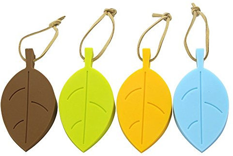 lvedu Tür Stopper 4 Pack Leaf Stil Silikon Tür Stopper Keil Türstopper mit Kordel für Home Office Outdoor, 4er-Packung