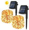 BrizLabs Cadena Luces Solares 2 Paquete 14m 120 LED Guirnalda Luces Solares Exterior Impermeable Iluminación Alambre de Cobre para DIY Navidad Jardín Ventana Valla Boda Decoración, Blanco Cálido
