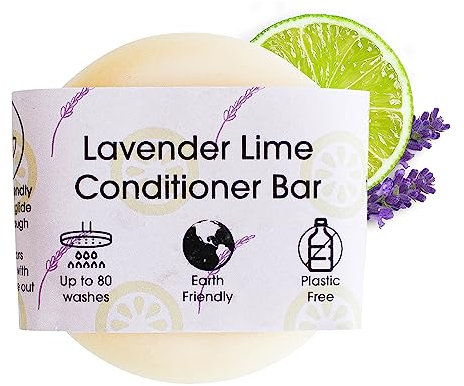 Lavender Lime Hair Conditioner Bar, Natural Hair Care Bar for Frizzy Hair, Vegan Hair Bars, Plastic-Free, No Chemicals & Preservatives, Up to 80 Washes, 60g - The Natural Spa
