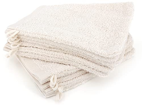 Lot de 12 Gants de Toilette 16x21 cm Alpha Ivoire