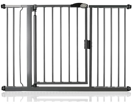 Bettacare Auto Close Stair Gate, 125.4cm - 132.4cm, Slate Grey, Pressure Fit Safety Gate, Baby Gate, Safety Barrier for Doors Hallways and Spaces, Easy Installation