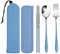 loopki Portable Reusable Travel Cutlery Set,Stainless Steel Cutlery Set Portable Camp Reusable Flatware Silverware,Include Fork Spoon Chopsticks with Case (Blue)