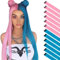 FESHFEN Extension de Cheveux Colorés, Couleur Rose Bleu Extensions de Cheveux 12 PCS Naturel Synthétique colorés Postiche Cheveux Long Raides Extensions de Cheveux pour Femmes 55 cm