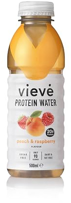 Vieve Protein Water 6x500ml - Peach & Raspberry | 20g Protein, Sugar Free, Fat Free & Dairy Free | A Ready to Drink Alternative to Protein Powders & Shakes | 6 Pack