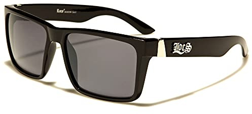 Locs Sonnenbrille Poker Rapper Rapper Mode Stadt Kleid Damen Herren 8LOC91102, Gestell schwarz glänzend, graue Gläser, Einheitsgröße