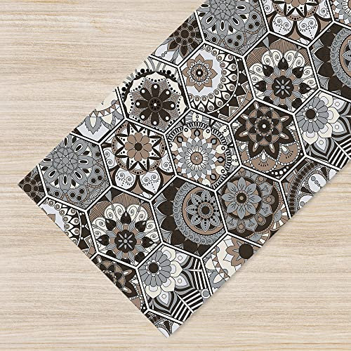 Il Gruppone Passione Casa Tappeto Cucina Antiscivolo Made in Italy Passatoia Antimacchia Multiuso Corridoio Soggiorno Lavabile in Lavatrice - 50x100 - Esagoni Marroni
