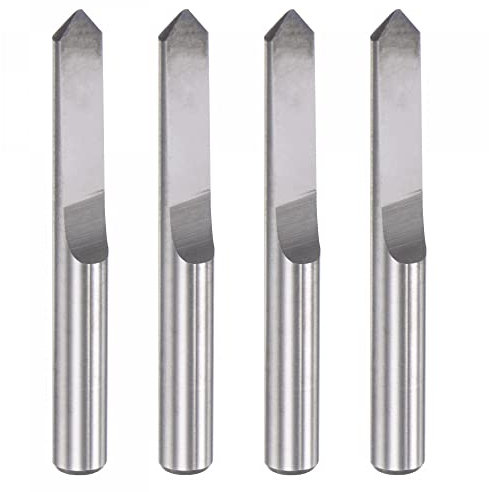 sourcing map 4Stk Holz Gravur Fräser für Acryl PVC MDF Plastik 1/8 3.175mm 0.3mm Tipp 90°