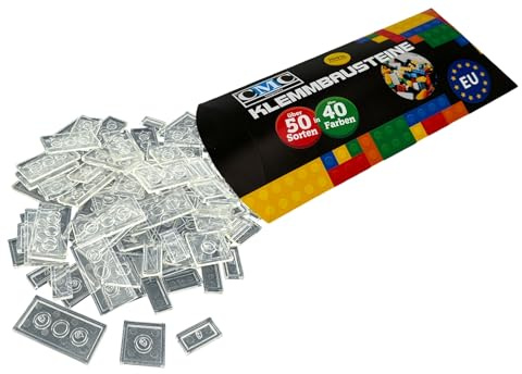 CMC imports 90 Klemmbausteine Fliesen Tiles Bausteine 1x2 2x2 2x4 Noppen Kompatibel freie Auswahl 34 Farben (920 - Transparent)
