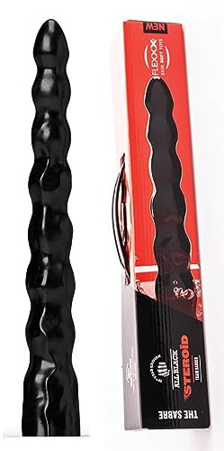 Analkette Steroid ” The Sabre ” 39,0×3,5-4,5cm, mit 7 Kugeln, schwarz, realistisches Hautweiches Flexxx Material, Unisex