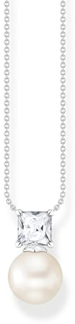 THOMAS SABO Kette Perle mit weißem Stein silber 925 Sterlingsilber