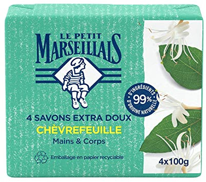 Le Petit Marseillais Kraft Geißblatt-Seife, 4 x 100 g
