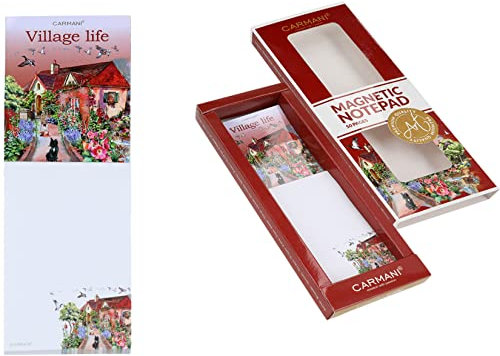 Carmani - Magnetische Notizblöcke für Kühlschrank, To-Do-Liste, Einkaufsliste, Notizblock, Lebensmittelliste bedruckt mit Dorfleben-Muster