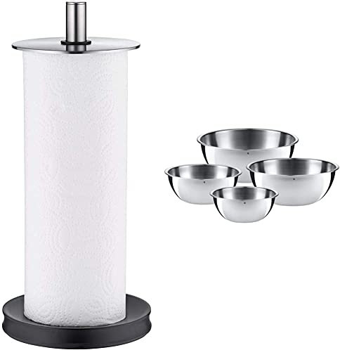 WMF Küchenrollenhalter Depot Cromargan Edelstahl rostfrei spülmaschinengeeignet & Schüssel-Set Gourmet für die Küche 4-teilig Edelstahl Cromargan Multifunktional als Rührschüssel