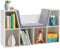 HOMCOM Kinderregal Bücherregal mit Sitzhocker Kindersitzbank mit 6 Fächern Sitztruhe mit 3 Kissen Spielzeugkiste ab 3 Jahren Weiß+Grau 103 x 30 x 62 cm