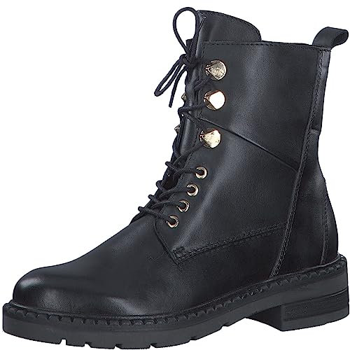 MARCO TOZZI 2-25201-41, Botas con Cordones Mujer, Negro y Dorado, 38 EU