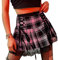 FEOYA Gonna Scozzese Corta da Donna a Quadri Pizzo Tartan Skater Mini Plissettata Vita Alta Rosa S Pattinatrice Gotica Punk Harajuku Scolaretta con Lacci