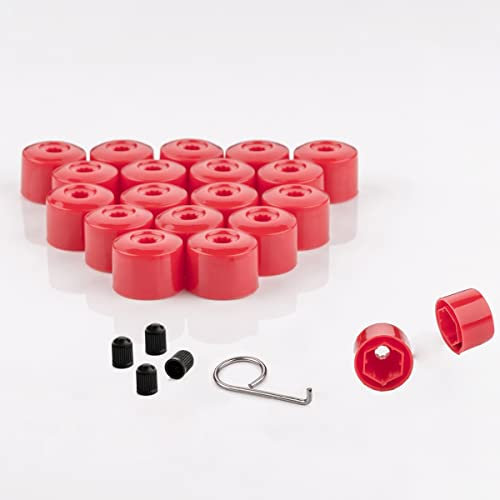 LST 20x Sechskant Radschraube Abdeckkappen Felgen Kappen Set 17 mm Rot