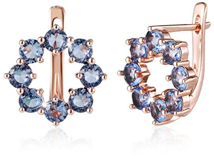 Richapex Ohrringe Gold Damen 18K Vergoldet Klein Cerolen Ohrringes Hypoallergene Ohrring Kreolen Schmuck Gold für Damen Frauen Mädchen (Blue)