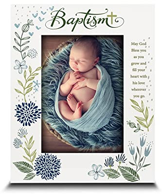BELLA BUSTA Tauf-Bilderrahmen für Taufe, Taufe, Taufe, Geschenk von Paten, Freunden und Familie, UV-Druckrahmen (12,7 x 17,8 cm vertikal)