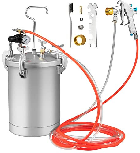 GiantexUK 15L Paint Pressure Pot, Pressure Paint Tank with Spray Gun, 2 Air Caps, 2 Pipes, Precise Barometer & Adjustable Knobs, Paint Sprayer for Home Exteriors Industrial Commercial Painting