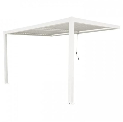 Grindi - Terrassenpergola aus Aluminium für Wandmontage, weiß - Kea VII 4x3m