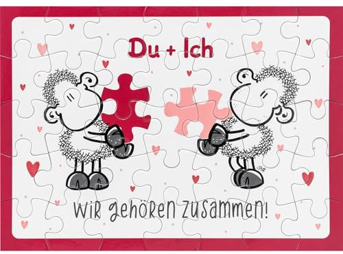 Sheepworld Puzzle Motiv Zusammen | 35 Teile Puzzle, in Geschenkbox, 21 cm x 15 cm | Geschenk Verliebte, Valentinstag, Geburtstag | 48642