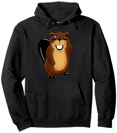 Biber mit Sonnenbrille Comic Grafik für Herren Damen Kinder Pullover Hoodie