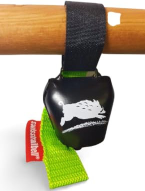 swisstrailbell® Braveheart Edition Deep Black: Be Wild, grünes Band, Fahrradklingel