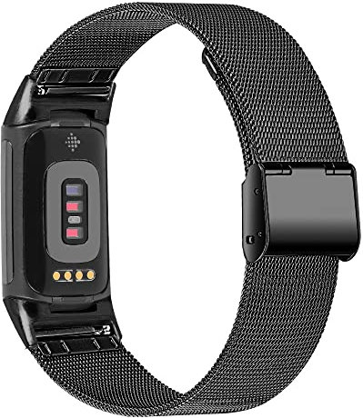 INF Pulsera Compatible Fitbit Charge 5 Acero Inoxidable Metal Reemplazo Pulsera Mujer Hombre