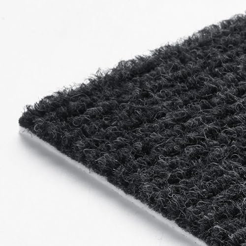 FunStick Self Adhesive Carpet Tiles Black Vinyl Floor Tile 30×30CM Square Carpet Floor Tile for Stairs Grey Washable Peel and Stick Flooring Tiles Self Adhesive Living Room Bedroom Office Indoor 5pcs