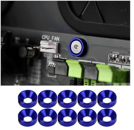 JNNJ 10Pcs Rondella Svasata Anodizzata in Lega di Alluminio, Rondelle per Il Vano Motore, Guarnizioni M3 per Vite, Bulloni Rondelle Concave di Decorazione per Paraurti Dell Veicoli(Blu)