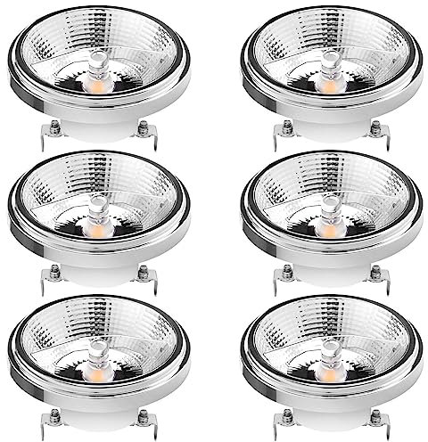Ampoule LED AR111 G53 12 W COB 1200 lumens à réflecteur, Ampoule à intensité Variable (équivalent 100 W), Angle de Faisceau de 120°, réglage de la luminosité de 10% à 100% (Lot de 6) (Blanc lumière