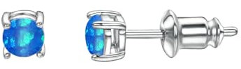 Vogem Blau Opal Ohrstecker Damen Kleine Feueropal Ohrstecker für Damen Opal Minimalist Ohrstecker Hypoallergene Schmuck