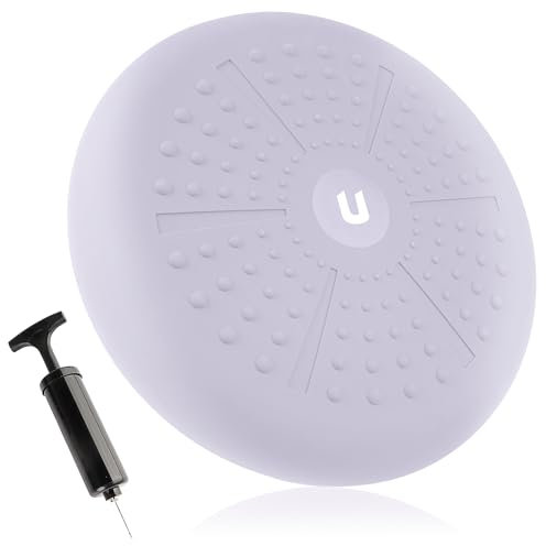 unycos - Ballsitzkissen 33 cm inklusive Pumpe, Noppenkissen, Luftkissen, Anti-Burst Sitzkissen, Balancekissen, Core, Rücken, Fitness Koordinations und Rückentraining (Lila; PureZen)