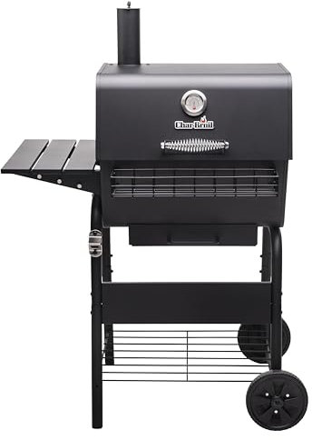 Char-Broil Barbacoa a Carbón M - Rejilla ajustable para carbón, extensible para formar un ahumador offset - Óptimo para cocinar al aire libre, jardín y patio