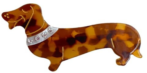 Fonowx Pinzas para el pelo de animales, horquillas de perro salchicha para mujeres y niñas, pinzas laterales para el pelo, pasadores, lindos clips de de, marrón