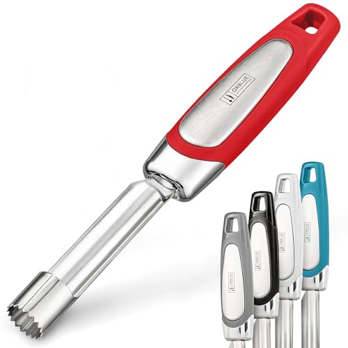 Orblue Premium Apple Corer Tool - Durable Stainless Steel Fruit Core Extractor Tool - Apple Corer Remover, Red