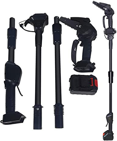 Chain Saws Cordless Pole Saw,6 inch Electric High Branch Saw with 2x21V Batteries,Detachable Telescopic Pole Tree Cordless Chainsaw,Battery Powered Cordless Long Reach Pole Saw for Branch Wood (Black)