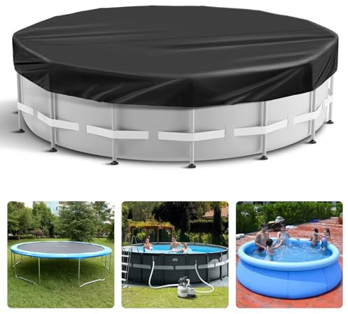 18 Ft Round Pool Cover Solar Cover for Above Ground Pool with Pool Covers Accessories Swimming Round Solar Pool Covers for Above Ground Pools Heavy-Duty Waterproof Dustproof(Black)