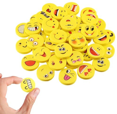 Lachgesicht Radiergummi, 60 Stück Radiergummi Set, Mini Radiergummis, Runde Lachgesicht Radiergummis, Mitgebsel Weihnachten, Adventskalender Füllung, Schulbelohnung Und Partygeschenke