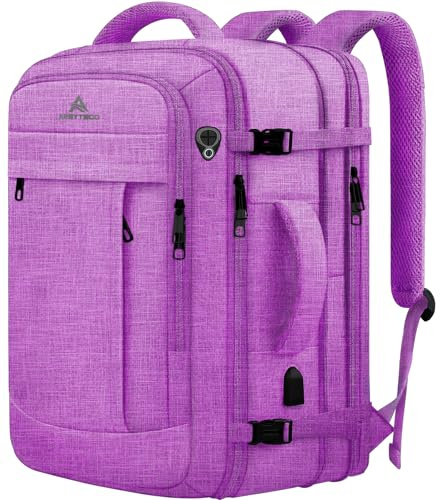 50L Carry On Backpack, Extra Large Laptop Backpack, Travel Backpack for Women, Expandable Water Resistant Big Bag Anti-Theft Business Daypack Fit 17 Inch Laptop with USB Port,Purple